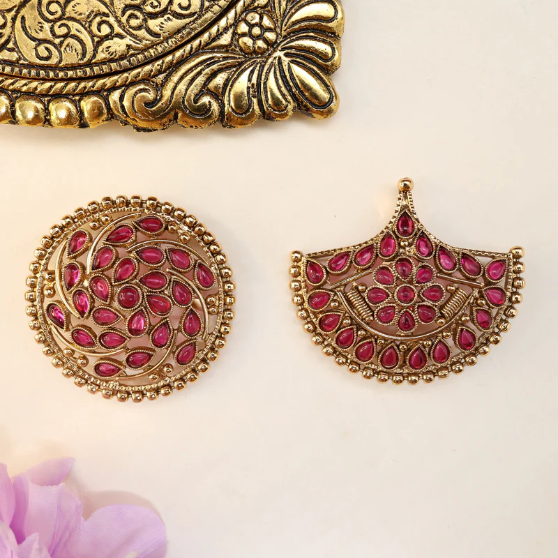 Antique Kemp Swirl Flower Suryan Chandran Bridal Chotis